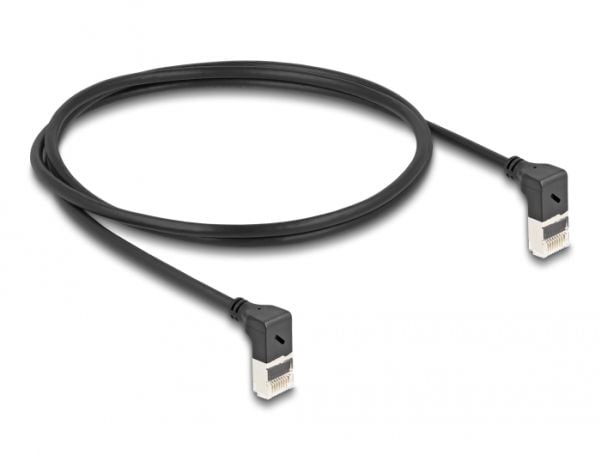 Delock - Koblingskabel - RJ-45 (hann) oppvinklet til RJ-45 (hann) oppvinklet - 1 m - 4.5 mm - S/FTP - CAT 6a - halogenfri - svart