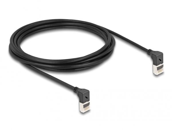 Delock - Koblingskabel - RJ-45 (hann) oppvinklet til RJ-45 (hann) oppvinklet - 3 m - 4.5 mm - S/FTP - CAT 6a - med støvel, halogenfri - svart
