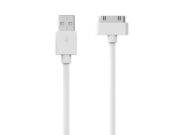 Sinox Apple™ 30-pin kabel. 2m. Hvid