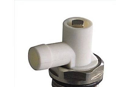 Aftapningsventil 1/2'' - Med O-ring, drejelig til radiator. Forkromet/hvid