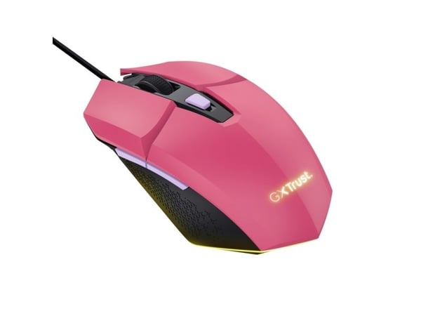 Trust Gaming GXT 109P Felox - Mus - med belysning, gaming - 6 knappar - kabelansluten - USB - powerful pink