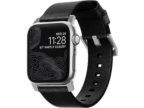 Nomad NOMAD Strap Modern Leather Black 42mm/44mm Connector Silver