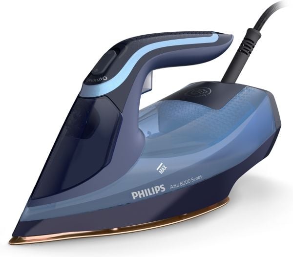 Philips Azur 8000 Series DST8020/21 Höyrysilitysrauta, Höyrysilitysrauta, SteamGlide Elite -pohjalevy, 2,5 m, 210 g/min, Sininen, 45 g/min