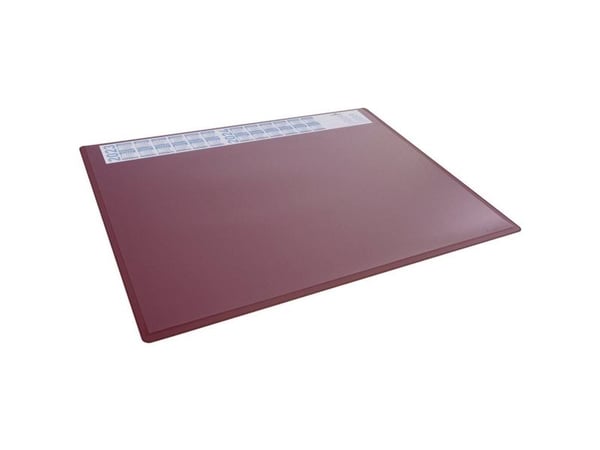 Skriveunderlag 650x500 mm rød - med kalender og transparent dækplade PP