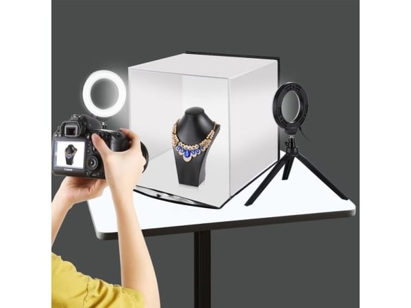 Puluz fotografiboks med et sett ringlamper, 30x30x30cm