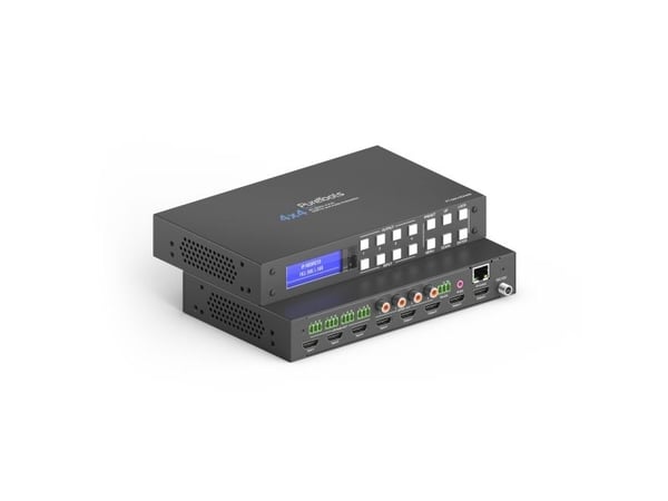 PureTools PT-MA-HD44M, AV-matrisevelger, 18 Gbit/s, DTS, LPCM, PCM, Sort, Stål, Knapper