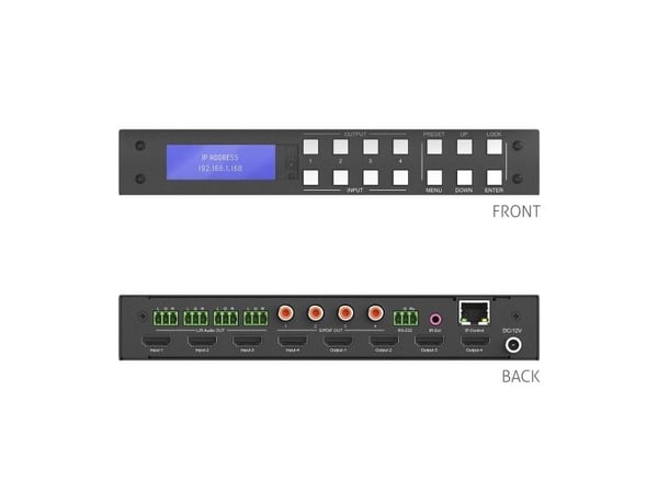 PureTools PT-MA-HD44M, AV-matrisevelger, 18 Gbit/s, DTS, LPCM, PCM, Sort, Stål, Knapper
