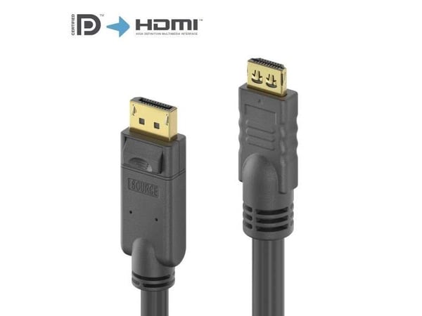 PureLink PureInstall Series - High Speed - adapterkabel - DisplayPort hann låsing til HDMI hann låsing - 10 m - trippel beskyttelse - aktiv, 4K 60H...