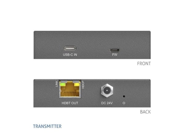 PureTools PT-HDBT-1020C-TX, AV-sender, 100 m, Koblet med ledninger (ikke trådløs), Sort, HDCP