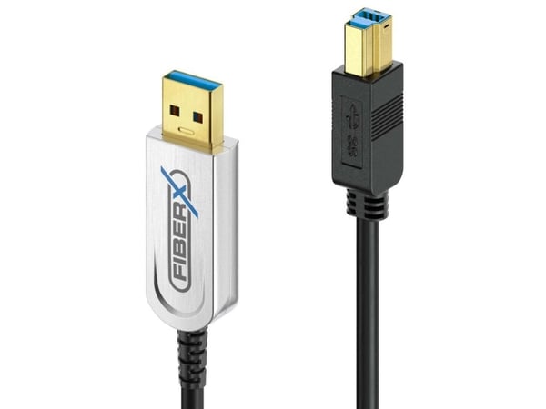 FiberX FX-I645-007, 7 m, USB B, USB A, USB 3.2 Gen 1 (3.1 Gen 1), 10 Gbit/s, Sort, Sølv