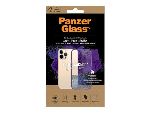 PanzerGlass ClearCaseColor - Limited Edition - Mobiltelefonbakdeksel - 60 % resirkulert termoplastisk polyuretan (TPU) ramme - Grape Clear Back - f...