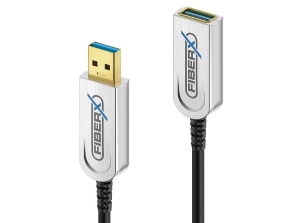 FiberX FX-I650-003, 3 m, USB A, USB A, USB 3.2 Gen 1 (3.1 Gen 1), 10 Gbit/s, Sort, Sølv