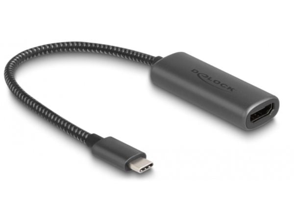 DeLOCK 64229, 0.2 m, USB Type-C, HDMI, urosliitin, naarasliitin, suora liitin, suora