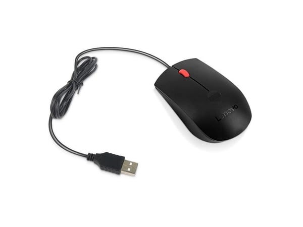 Lenovo - Mus - ergonomisk - optisk - 3 knapper - kablet - USB-A - svart - brun boks - CRU