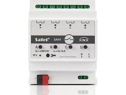 Satel KNX-SA24, Vekslingsaktuator, Montert med DIN-skinner, 8 kanaler, IP20, Hvit, AC