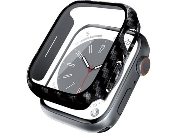 Crong CRG-41HS-CRB, Etui, Smartklokke, Karbon, Apple, Apple Watch Series 7/8 41mm, Polykarbonat (PC), Herdet glass