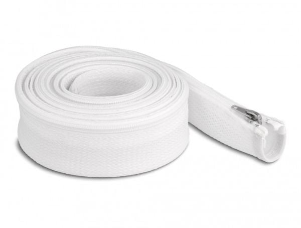 Delock - Kabelhanteringsfodral - 50 mm diameter med blixtlås - 3 m - vit