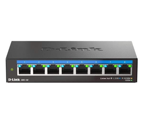 D-Link DMS-108 - Switch - ikke-styrt - 8 x 10/100/1000/2.5G - stasjonær, veggmonterbar