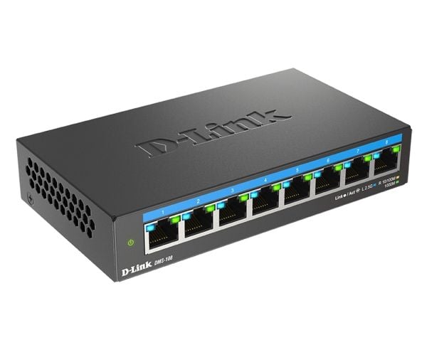 D-Link DMS-108 - Switch - ikke-styrt - 8 x 10/100/1000/2.5G - stasjonær, veggmonterbar