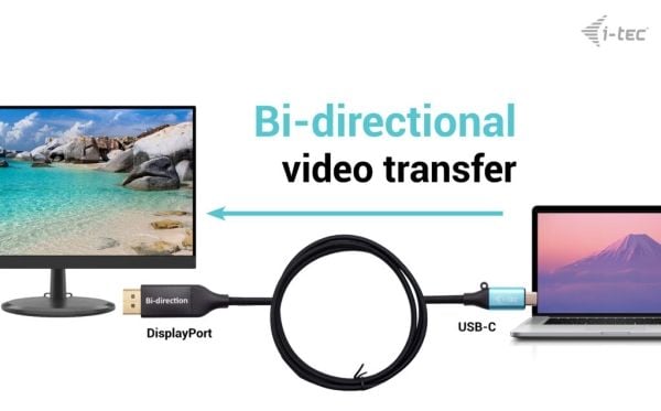 i-Tec - Adapterkabel - USB-C (hann) til DisplayPort (hann) - USB4 / Thunderbolt 3 / Thunderbolt 4 - 1.5 m - 8K 30Hz støtte