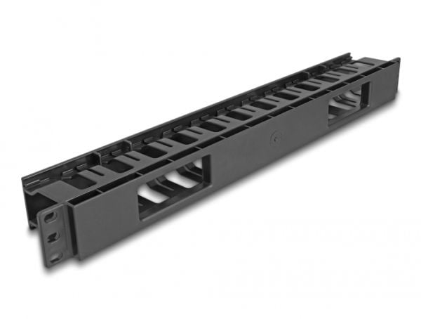 Delock - Rackpanel för kabelhantering - with 2 openings, plastic - svart - 1U - 19"