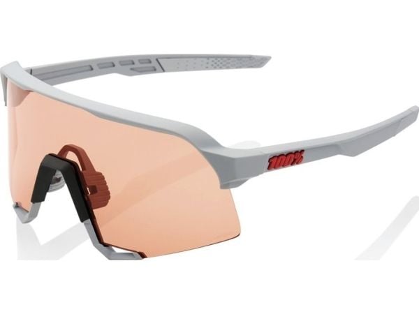 100% sportsbriller 100% S3 Soft Tact Stone Grey - HiPER Coral Lens (Coral-linse LT 52% + klar linse LT 93%) (NY 2021)