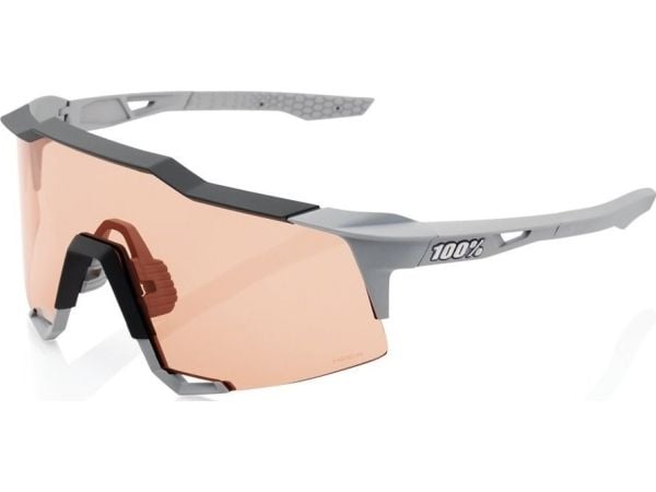 100% SPEEDCRAFT sportglasögon Soft Tact Stone Grey - HiPER Coral-lins (Coral LT 52% + klar LT 93%)