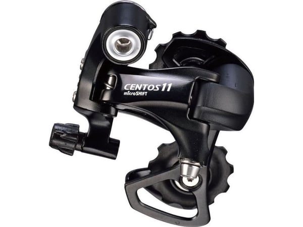 Takavaihtaja MICROSHIFT CENTOS, 11.r.p. (2x11), Shimano yhteensopiva, Lyhyt ohjain (Al.), Maksimitila 25-30T, Kapasiteetti 35T, Musta (UUSI)