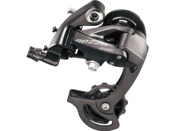 Microshift bakväxel MICROSHIFT MEZZO, 8-9-delars (2/3x8/9), kompatibel med Shimano, långt växelok, max 28-36T, kapacitet 45T (NY)