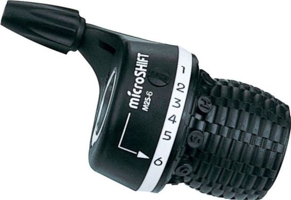 Microshift girspak MICROSHIFT, høyre, 6. rekke, kompatibel med Shimano, twist shifter, indeksering (NY)