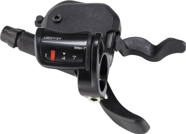 Microshift girhendel MICROSHIFT, høyre, 7. gir, kompatibel med Shimano, Xpress Shifter, optisk indikator, svart (NEW)