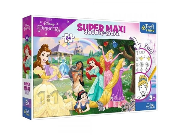 Trefl dubbelsidigt pussel 24 bitar Super Maxi Disney Glada Prinsessor 3-i-1