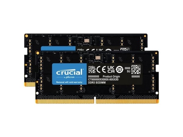 Crucial - DDR5 - sett - 64 GB: 2 x 32 GB - SO DIMM 262-pin - 4800 MT/s / PC5-38400 - CL40 - 1.1 V - ikke-bufret - ikke-ECC