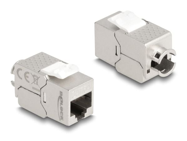 Delock - Nettverkkontakt - RJ-45 (hunn) til LSA - STP - CAT 6a - sølv, hvit