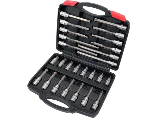 Yato YT-77542, Støpselsett, 1/2", Metrisk, 26 hoder, M10, M12, M14, M16, M5, M6, M8, M9, Kromvanadiumstål
