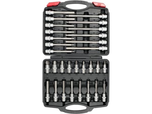 Yato YT-77540, Støpselsett, 1/2", Metrisk, 30 hoder, 5,6,7,8,10,11,12,13,14,17,19 mm, Kromvanadiumstål