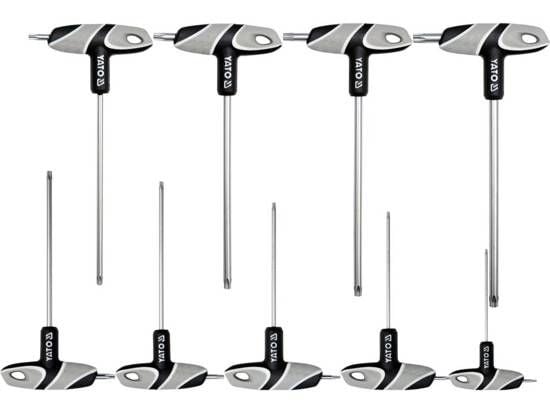 Yato YT-05615, L-torx nøkkelsett, T10, T15, T20, T25, T27, T30, T40, T45, T50, Grå, Sølv, Stål, Polypropylen (PP), Termoplastisk gummi (TPR), 20 cm