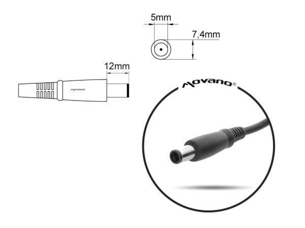 Mitsu lader/strømforsyning 19,5v 3,33a (7,4x5,0 pin) - HP