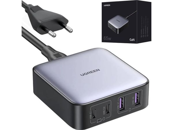 Ugreen vegglader CD327 Nexode, 2x USB-C, 2x USB-A, GaN, 65W (grå) Ugreen vegglader CD327 Nexode, 2x USB-C, 2x USB-A, GaN, 65W (grå)