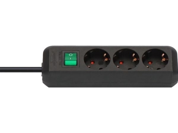 brennenstuhl Eco-Line - Flerkoplingslist - utgangskontakter: 3 - 1.5 m kabel - svart