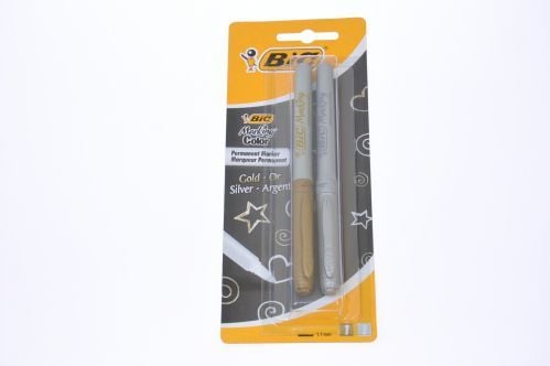 BIC Marking Color - Markør - permanent - sølv, gull - alkoholbasert blekk - 1.1 mm - medium (en pakke 2)