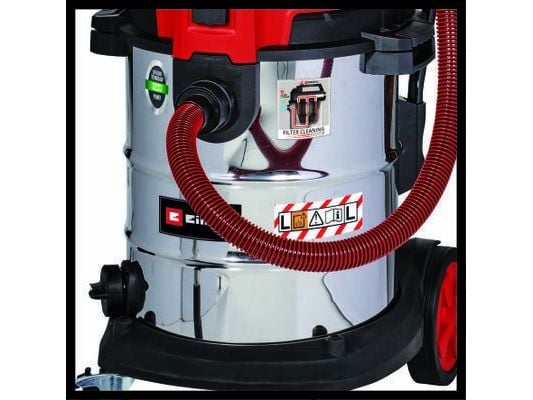 Einhell TE-VC 2350 SACL, 1800 W, Tørr & våt, Støv pose, 74 dB, Rød, Rustfritt stål