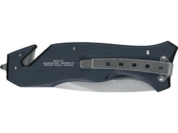 kwb 014710, Bladlåsing, Lommekniv, Drop point, Rustfritt stål, Aluminium, Svart, Rustfritt stål