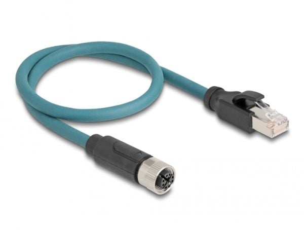 Delock M12-sovitinkaapeli X-koodattu 8-nastainen naaras RJ45-uros 50 cm