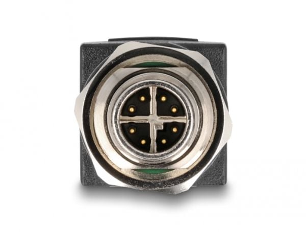 Delock - Nettverksadapter - 8-pins M12 (hann) til RJ-45 (hunn) - CAT 6a - svart