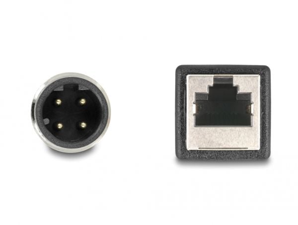 Delock M12-sovitinkaapeli D-koodattu 4-nastainen uros RJ45-naaras 50 cm