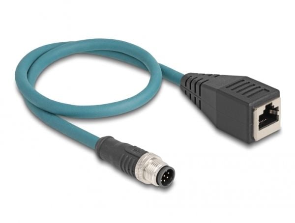 Delock M12-sovitinkaapeli A-koodattu 8-nastainen uros RJ45-naaras 50 cm