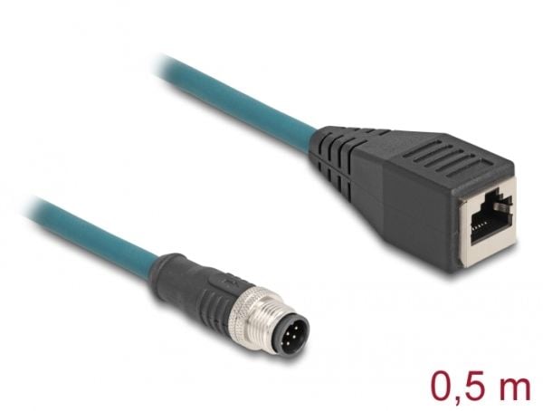 Delock M12-sovitinkaapeli A-koodattu 8-nastainen uros RJ45-naaras 50 cm