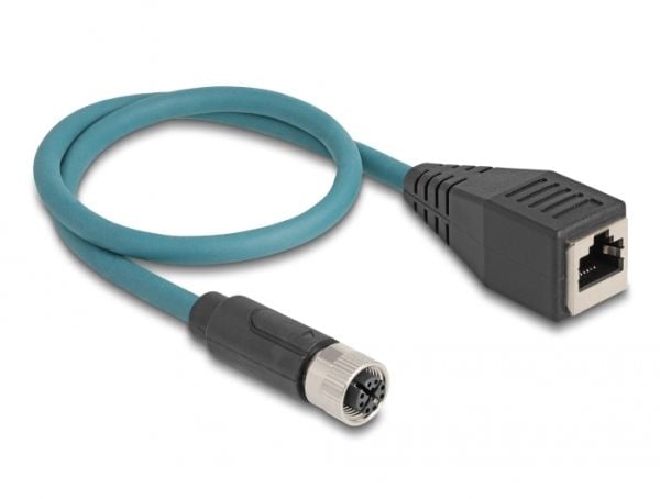 Delock M12-sovitinkaapeli X-koodattu 8-nastainen naaras RJ45-naaras 50 cm