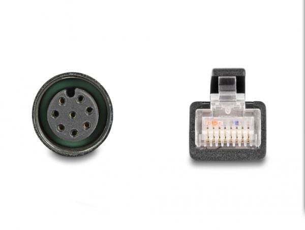 Delock M12-sovitinkaapeli A-koodattu 8-nastainen pistorasia RJ45-pistokkeeseen 50 cm